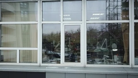 Gray building with large glass windows Stock-Footage 111243341