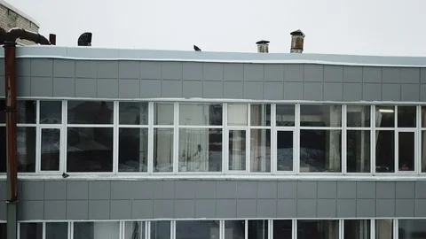 Gray building with large glass windows Stock-Footage 111243349