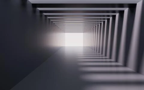 Gray building tunnels, 3d rendering. Stock Illustration