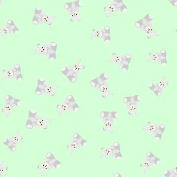 Gray bunnies kids seamless pattern Stock Illustration