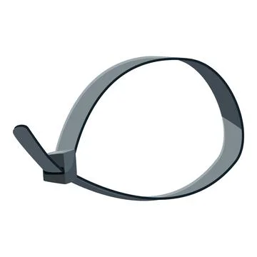 Gray cable tie open and ready for securing wires Stock Illustration