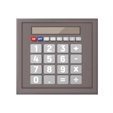 Gray calculator on a white background. Ilustração Stock