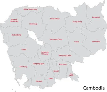 Gray Cambodia map Stock Illustration
