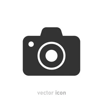 Gray camera icon on white background. Vector illustration. Stock Illustration