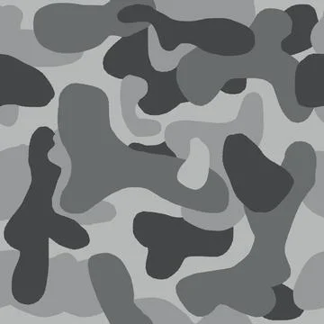 Gray camouflage camo seamless pattern. Military army design, textile for masking Stock Illustration