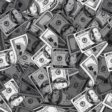 Gray camouflage pattern with 100 dollar banknote. Stock Illustration