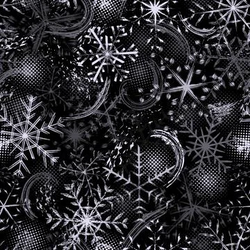 Gray camouflage pattern with grunge silhouette of snowflakes paint brush stro Stock Illustration