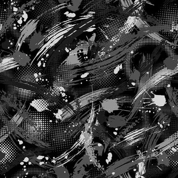 Gray camouflage pattern with paint brush strokes Illustrazione stock
