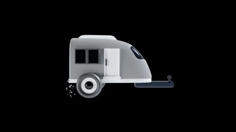 Gray Camper Van with Transparent Background in 3D Animation Stock Footage 309318403