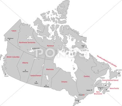 Gray canada map Stock Illustration ~ Graphic #30437064