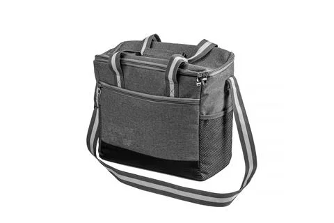 Gray canvas bag for documents on white isolated background. Stock Photos