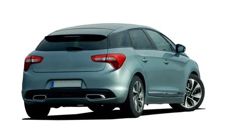 Gray car back view 스톡 사진