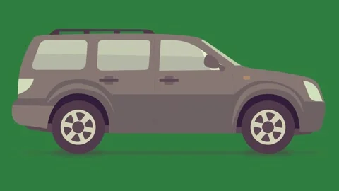 A gray car on green background and green screen animated chromakey background Vidéo 335129911