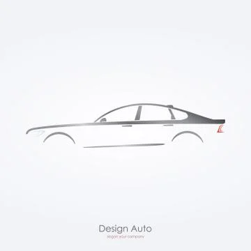 Gray car silhouette side view of luxury sedan. Stock Illustration