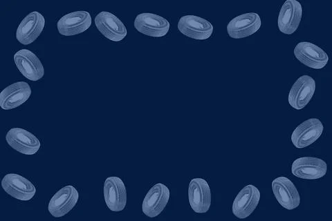 Gray car wheels tire frame on dark blue,place for text Stock-Illustration