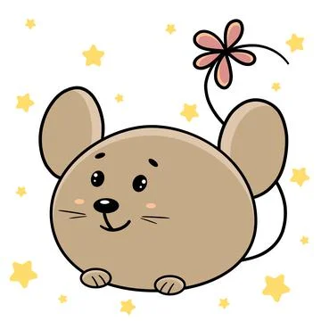 A gray cartoon mouse. Stock Illustration