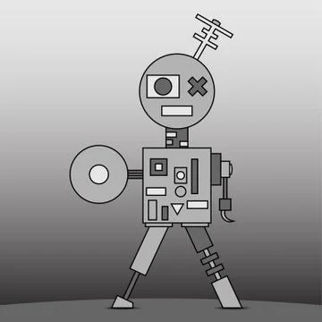 Gray cartoon robot Stock Illustration
