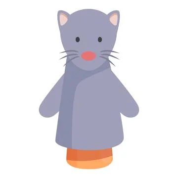 Gray cat hand puppet entertaining children Stock Illustration