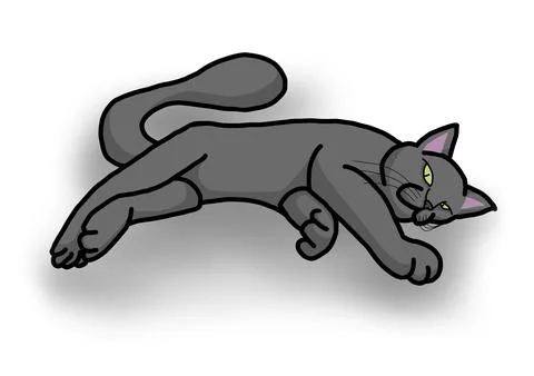Gray cat lies on a white background Stock Illustration