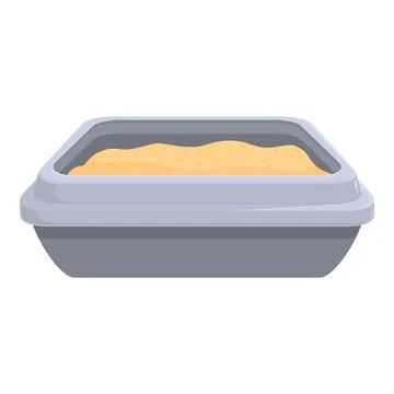 Gray cat litter box full of sand for animal hygiene Stock Illustration