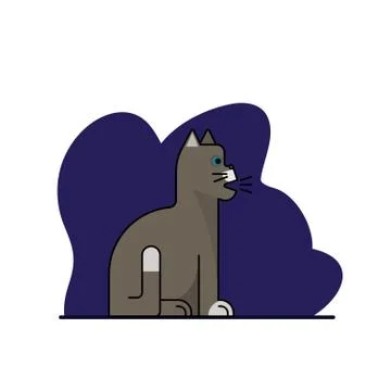 Gray cat sitting. Stock Illustration