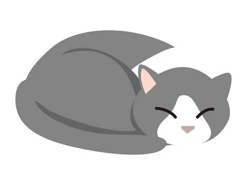 Gray cat sleeping curled up. Stock Illustration
