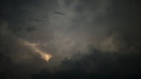 Gray Celestial Phenomenon. Dramatic Hurricane Clouds with Lightning. Tornado Stock Footage 302725380