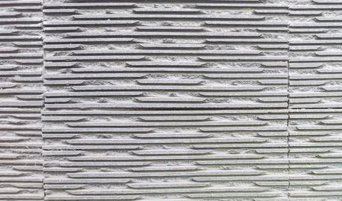 Gray Cement Wall with Horizontal Grooved Lines Texture Stock Photos