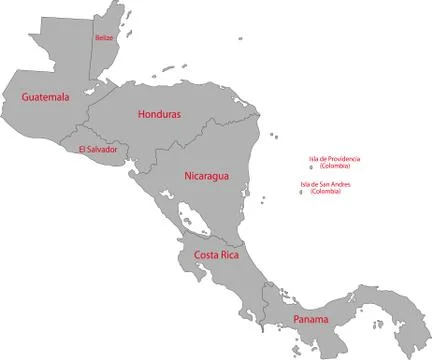Gray central america map Stock Illustration
