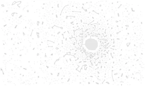 Gray Central Disk with Fine Particle Trails Vector Background Stock Illustration