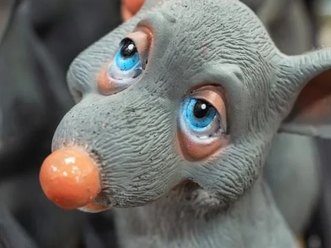Gray ceramic funny mouse closeup. Symbol of the 2020 Stock Photos