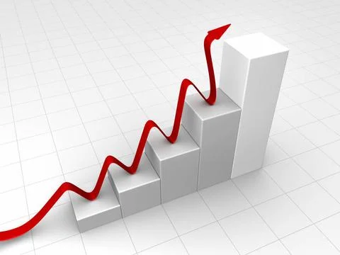 Gray Chart Gray chart with a red arrow, business concept, 3d render Copyri... Stock Photos