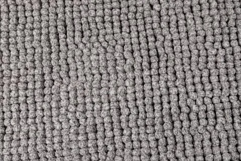Gray chenille soft bath mat texture background. Bath Accessories. Top view. Foto stock