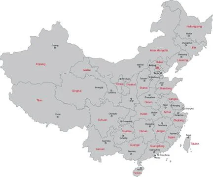 Gray China map Stock Illustration