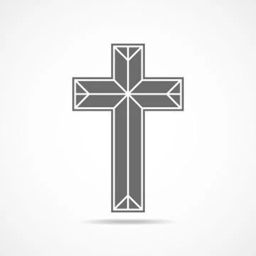 Gray christian cross icon. Vector illustration. Stock Illustration