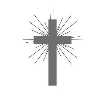 Gray Christian cross icon. Vector illustration. Illustrazione stock