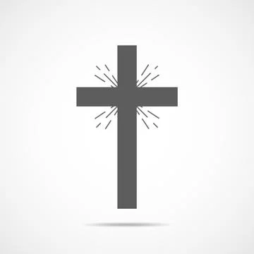 Gray Christian cross icon. Vector illustration. Stock Illustration