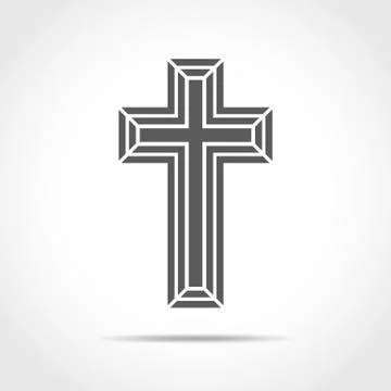 Gray Christian cross icon. Vector illustration. Stock Illustration