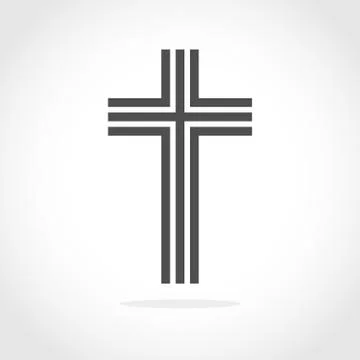 Gray Christian cross icon. Vector illustration. Stock Illustration