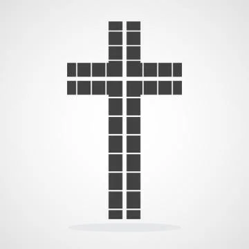 Gray Christian cross icon. Vector illustration. Illustrazione stock