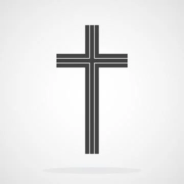 Gray Christian cross icon. Vector illustration. Stock Illustration