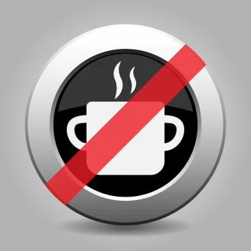 Gray chrome button - no cooking pot with smoke Stock Illustration