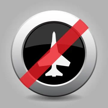 Gray chrome button - no fighter Illustrazione stock