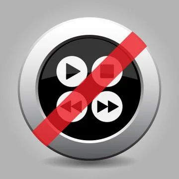 Gray chrome button - no four music control buttons Stock Illustration