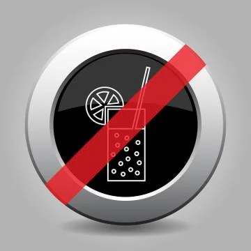 Gray chrome button, no glass with carbonated drink Stock Illustration