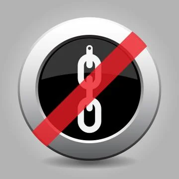 Gray chrome button - no hanging chain with hole Illustrazione stock