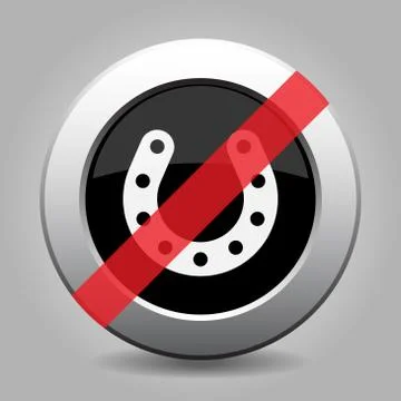 Gray chrome button - no horseshoe with holes Stock Illustration