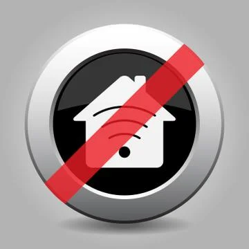 Gray chrome button - no house with signal Stock Illustration