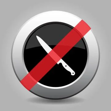 Gray chrome button - no kitchen knife Stock Illustration