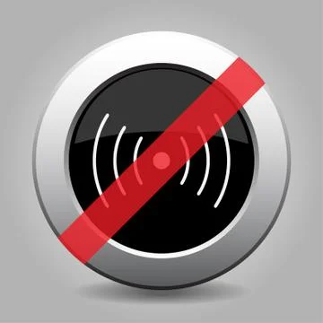 Gray chrome button - no sound or vibration Stock Illustration